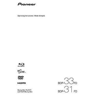 Instruction Manual ONLY for Pioneer BDP-33FD Blu-ray Player Owners Manual REPRINT