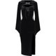 thumbnail image 1 of CHUNGLO Vestido Largo Gótico Traje Con Sombrero Transparente Terciopelo Encaje Recorte Abertura Alta Manga Larga Botón Fiesta Smock Vestidos De Halloween Para Mujer, 1 of 4