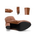 thumbnail image 2 of BLISSFUL STEP Stone Pattern Platform Block Heels Over the Knee High Boots for Women Brown 8, 2 of 6