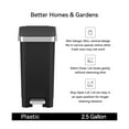 thumbnail image 2 of Better Homes & Gardens Bedroom / Office Trash Can, 2.5 Gallon Small Plastic Step Garbage Bucket Bin with Soft Close Lid, Black, 2 of 15