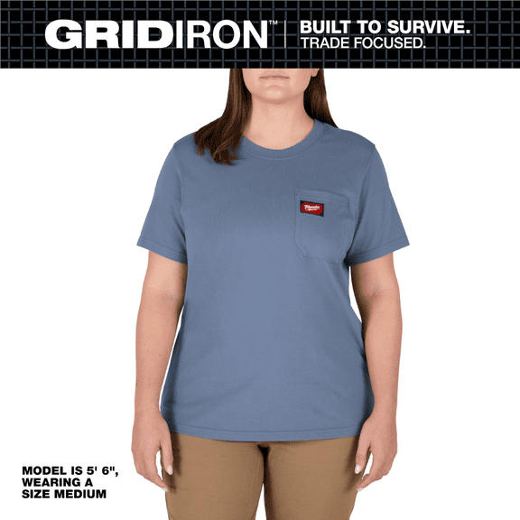 Milwaukee Tool Women's GRIDIRON Pocket T-Shirt - Short Sleeve - Blue XL