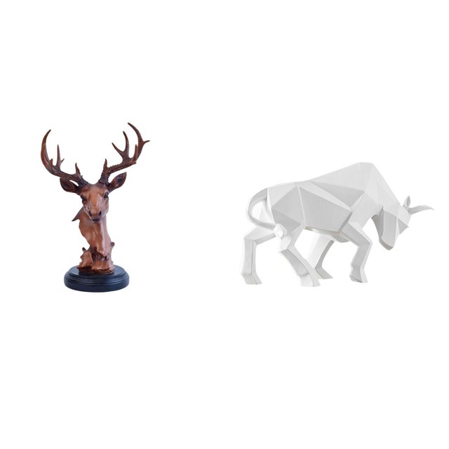 Figura de cabeza de ciervo,Adorno de cabeza de ciervo,estatua de animal decorativa,Figura de cabeza de ciervo para decoración de mesa creativa,Estatua del toro,Estatua de