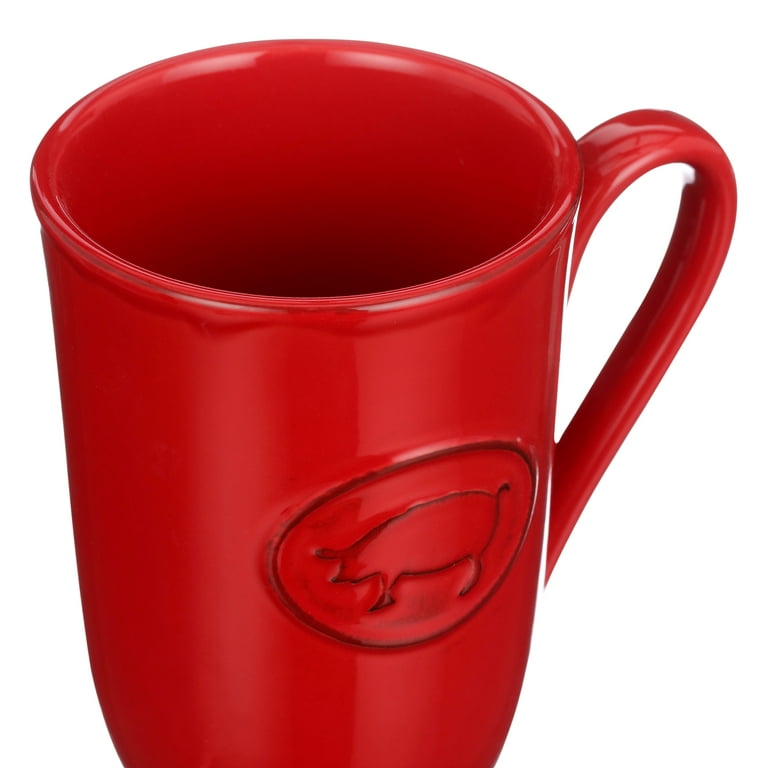 Dark Red Coffee Mug with Large Handle Set of 2