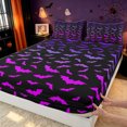 thumbnail image 5 of Erosebridal Gradient Bat Bed Sheets, Happy Halloween Style Full Size Sheets, Black Fuchsia, Black Reversible, 4-Piece, 1 Flat Sheet, 1 Fitted Sheet and 2 Pillowcases, 5 of 6
