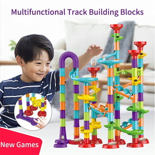 Anself 113 Pièces en Marbre 3D Jeu de Construction Blocs de Construction  STEM Apprentissage Jeux Éducation Précoce pour les Garçons et les Filles 3  Ans et Plus 