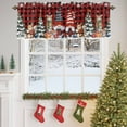 thumbnail image 4 of Christmas Gnome Valances for Windows, 54 x 18in, Squirrel Cat Xmas Tree Snowflake Red Plaid Rod Pocket Kitchen Valance Curtain Light Filtering Window Treatments for Living Room Bedroom, 1 Panel, 4 of 7