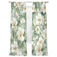 thumbnail image 2 of Sage Green Spring Floral Semi Sheer Curtains 84 Inch Length 2 Panels Set, Summer Botanical Farmhouse Sheer Kitchen Curtain Privacy Voile Window Curtain for Living Room Bedroom Rod Pocket Drapes, 2 of 7