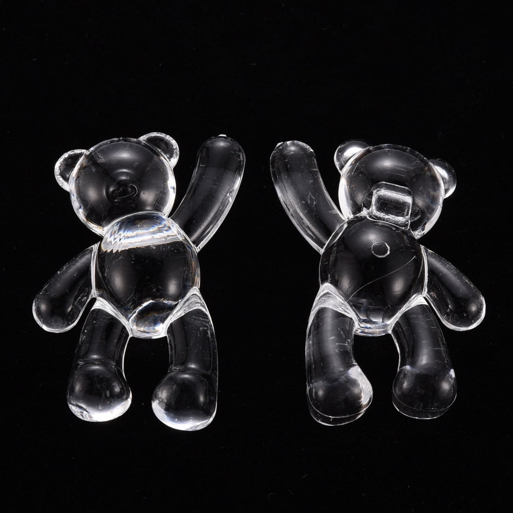 Transparent Acrylic Beads Bear Clear 37x28x13mm Hole: 2.5mm 133pcs/500g