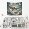 thumbnail image 2 of Yayeee Tapestry Wall Hanging for Bedroom 60" x 51" Living Room Home Wall Art Decor, Beige Floating Whale, 2 of 7