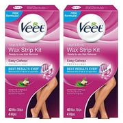 Veet Leg and Body Hair Remover Cold Wax Strips, 40 ct (Pack of 2)