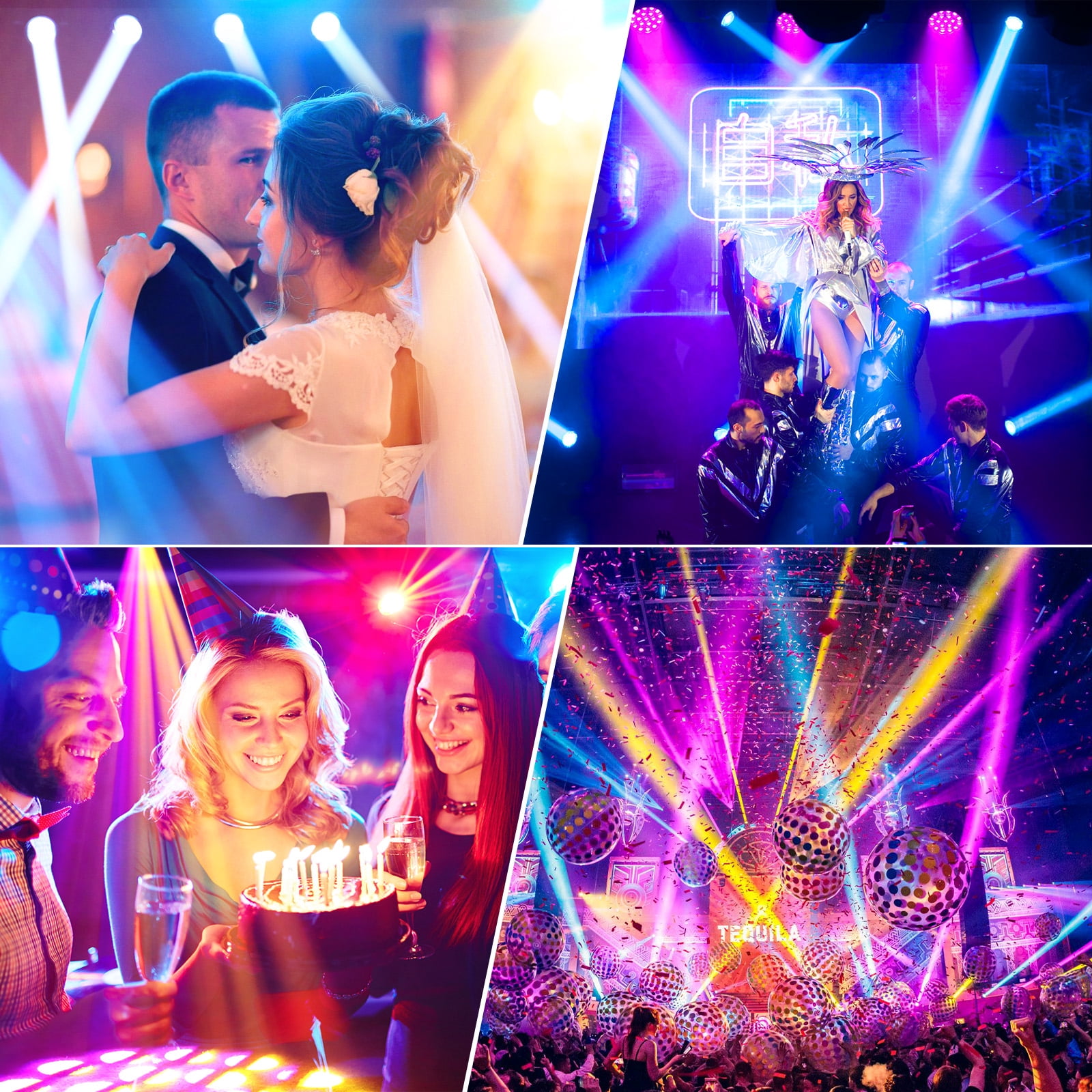 2Pcs 150W LED Beam Moving Head Light w/ Case 18Prism Gobo DMX Stage Lights for Concert Party Wedding