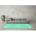 thumbnail image 3 of Ahgly Company Machine Washable Indoor Square Abstract Turquoise Blue Modern Area Rugs, 3' Square, 3 of 4