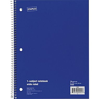staples 1 subject notebook