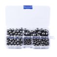 thumbnail image 1 of Cuentas sueltas de piedras preciosas de hematita negra, juego de caja de valor de cuentas Mala de piedra redonda no magnética, 300 Uds. Por caja para fabricación de joyas, 1 of 5
