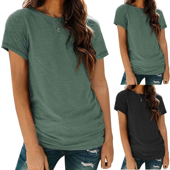 jiaxiM Womens Short Sleeve Tops Solid Womens T Shirts Short Sleeve Comfort Basic Tees Womens Shirts Summer Blouses for Women,Black