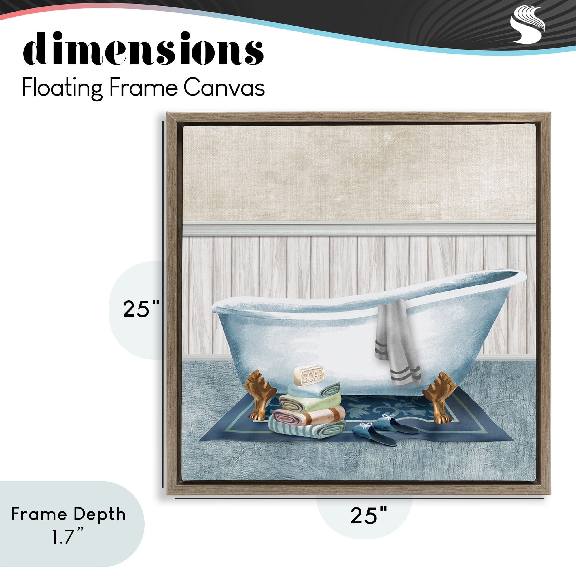 Stupell Industries Cozy Clawfoot Bathtub Spa Brown Framed Floater Canvas Wall Art, design by Conrad Knutsen