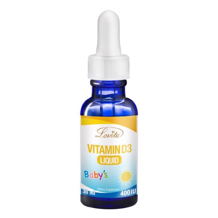 Lovita Vitamin D3 Liquid for Babies, 400IU per Drop, 30ml, 1000 Servings
