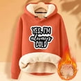 thumbnail image 2 of KIHOUT Spring Winter Womens Tops Winter Warm Plush Solid Color with Pocket Printed Long Sleeve Fleece Tops Hooded Sweatshirt, 2 of 4