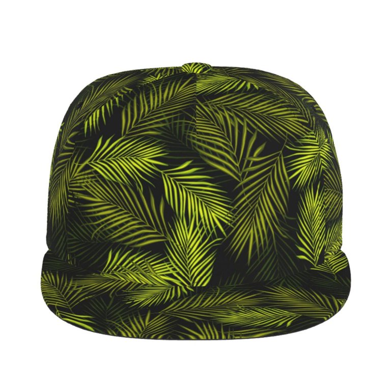 Gaeub Tropical Palm Leaves Fern Leaf Flat Bill Snapback Hats 