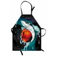 thumbnail image 1 of Whale Apron Huge Whale under the Sea and a Fishing Sailor in Big Ocean Image Print, Unisex Kitchen Bib Apron with Adjustable Neck for Cooking Baking Gardening, Blue Dark Blue and White, by Ambesonne, 1 of 3
