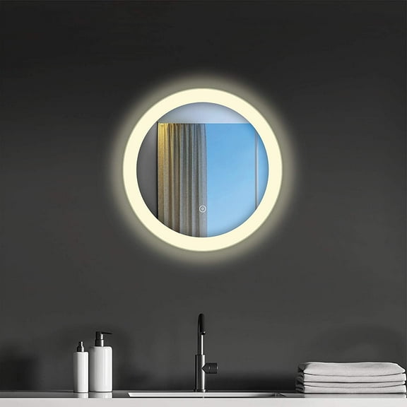 Fine Fixtures 18x18 Rectangular Aluminum Bathroom Mirror with LED Lighting (Touch sensor) Anti-Fog, Warm/Cool Light Feature.