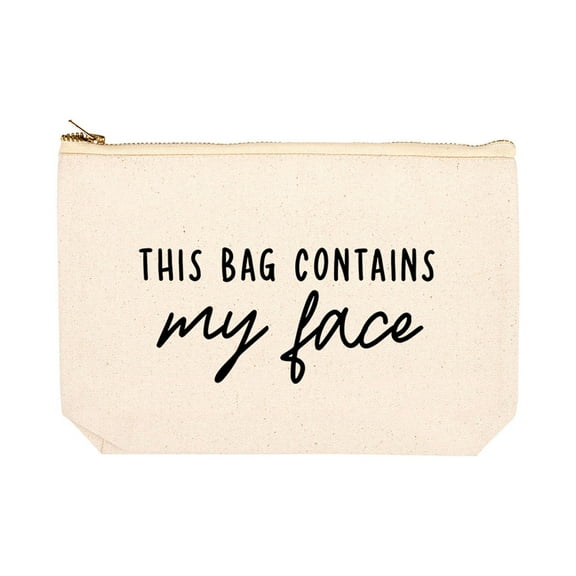Koyal Wholesale Funny Makeup Bag Canvas Cosmetic Bag with Zipper This Bag Contains My Face Makeup Pouch 6.5 x 9 Inch