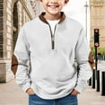 thumbnail image 2 of EnJoCho Boys Kids Teens Quarter Zip Sweatshirt Solid Color Long Sleeve Pullover Shirt Casual Outdoor Fall Winter Jacket Hoodie Fleec𝖾 Top, 2 of 4