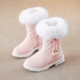 thumbnail image 6 of Huowey Girls' Autumn and Winter Snow Boots Platform Soles Non Warm Comfort Solid Color Bow Side Zip Boots, 6 of 8