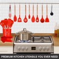 thumbnail image 2 of Silicone Cooking Utensils 35 Piece Set, Lychee Kitchen Utensil Set Heat Resistant Household Necessities Spatula Spoon Set with Wooden Handle for Non-Stick Cookware (Red), 2 of 8