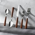 thumbnail image 3 of Carote 20-Piece Flatware Sets for 4 , Silverware Set with Brown Handle, Durable Cutlery Set for Home, Kitchen & Restaurant, Mirror Polished Spoon and Fork Set, Dishwasher Safe, 3 of 6