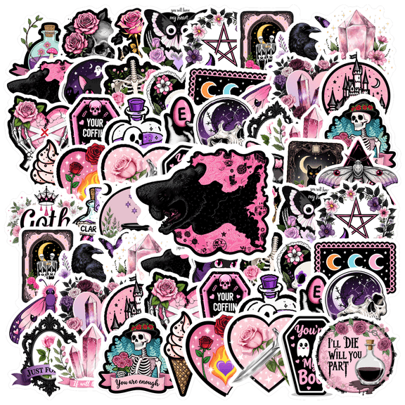 35pcs Gothic Stickers Stationery Spooky Stickers Kids Stickers Toy Stationery Stickers for Guitar Suitcase Luggage