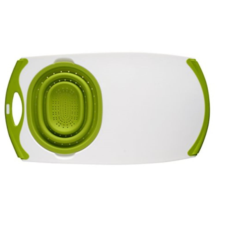 Photo 1 of Dexas OverTheSink Strainer Grippboard Cutting Board and Strainer, White and Green
