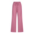 thumbnail image 4 of JUNWELL Linen Pants For Women High Waisted Pants Drawstring Elastic Business Casual Pants Work Pants Paper Bag Pants Loose Flowy Dress Pants Comfy Trousers Straight Pants With Pockets, 4 of 6