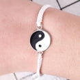 thumbnail image 3 of rygai Couple Bracelet Handmade Braided Adjustable Round Beads Alloy Tai Chi Yin Yang Men Women Rope String Fashion Jewelry,White, 3 of 8