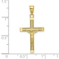 thumbnail image 3 of Auriga Fine Jewelry 14K Yellow Gold Polished and Textured Crucifix Cross Charm for Women (L - 30mm, W - 17mm), 3 of 7