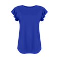 thumbnail image 6 of Plus-Size-Summer-Tops for Women Women's Fashion Round Neck Ruffle Short Sleeve Solid Color Casual T-Shirt, 6 of 9