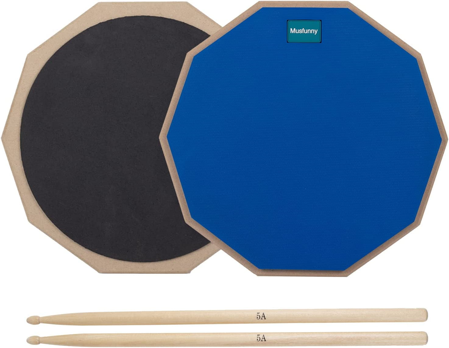 Musfunny Drum Practice Pad 12 inch Silent Practice Drum Pad and Sticks