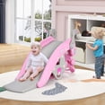 thumbnail image 2 of Honeyjoy 4-in-1 Rocking Horse & Slide Set Toddler Slide Toy with Basketball Hoop Pink, 2 of 9
