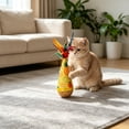 thumbnail image 4 of Wooden Cat Toy — Cat-Free Self-Righting Wobble Tumbler, Silent Interactive Self-Play for Indoor Cats, No Batteries Required Yellow, Feathered, 4 of 6