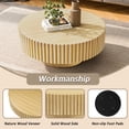 thumbnail image 3 of Noble House 31.5" Round Fluted Drum Coffee Table, Solid Wood Modern Center Table for Living Room, Natural, 3 of 9