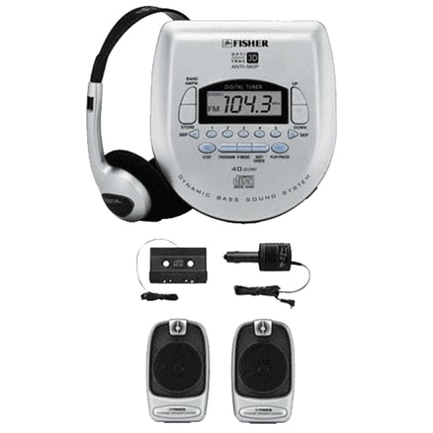 Fisher PCD-2450C Personal CD Player with Car Kit and Twin ...