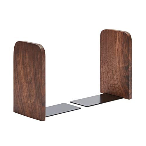 Muso Wood Black Walnut Wood Office Desktop Bookends Wooden Art Bookend for Book Stand,H6 x W4 x L4 Walnut M-2Pairs