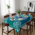 thumbnail image 6 of Teal Blue Boho Table Cloth Waterproof Tablecloths, Retro White Rustic Flower Ethnic Pattern Tablecloth Dining Table Cover for Kitchen Party Tabletop Outdoor, Rectangle Tablecloth 52x70 Inch, 6 of 9
