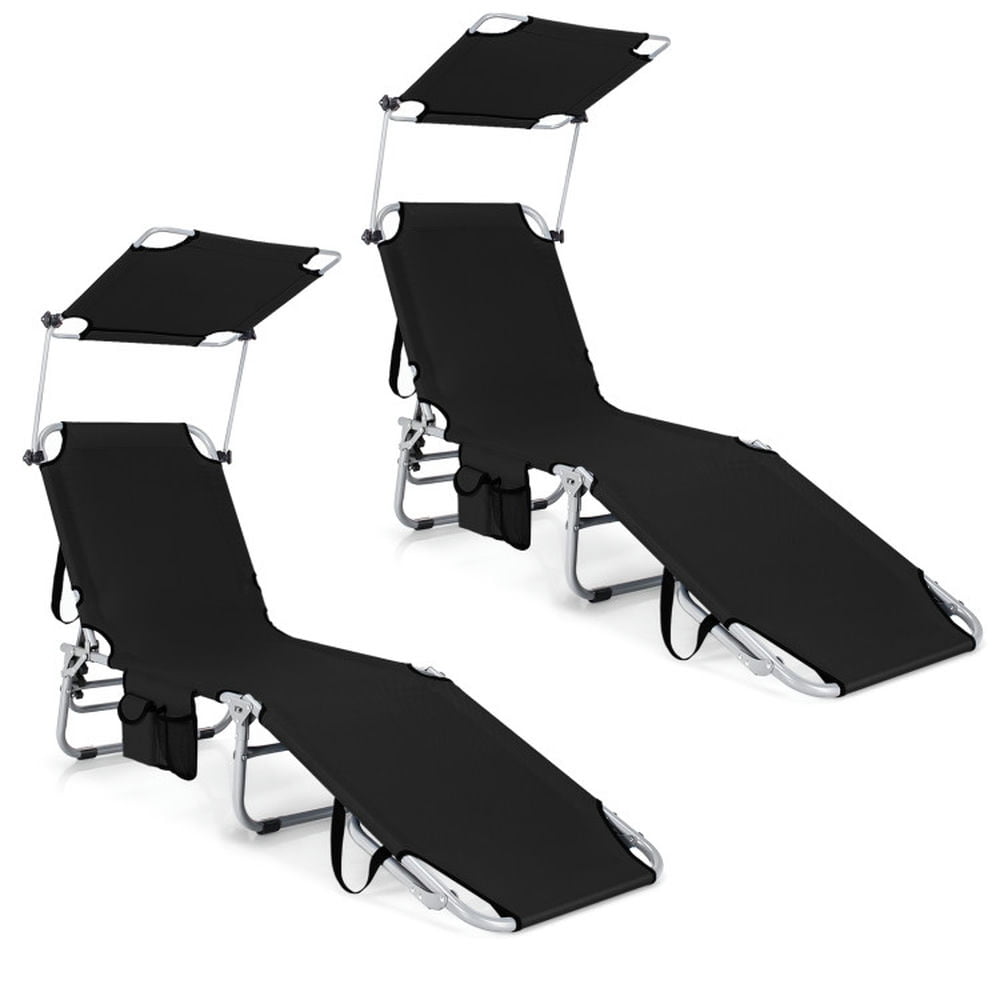 GVN Reclining Chair,Outdoor Chaise Lounge,Set of 2 Portable Reclining Chair with 5 Adjustable Positions-Black GVN Reclining Chair,Outdoor Chaise Lounge,Set of 2 Portable Reclining Chair with 5 Adjustable Positions-Black