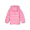 thumbnail image 2 of Pink Platinum Girls Solid Hooded Winter Puffer Coat with Leopard Print, Sizes 4-16, 2 of 3
