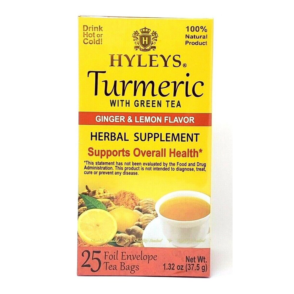 Hyleys Ginger & Lemon Flavor Turmeric with Green Tea Herbal Supplement