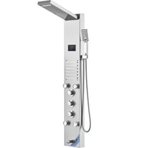KFFKFF Shower Panel Ensemble, Six Bathing Options, LED & Screen Water-Powered Shower Column, Rain-like, Cascading, Five Jet Massagers, Bathtub Faucet, Detachable Shower