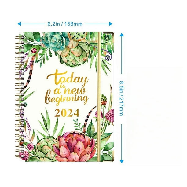 Cuaderno diario A5 con espiral, cuaderno de agenda semanal, cuaderno de agenda diaria, cuaderno portátil, planificador semanal y mensual, papel grueso + bloc de notas de doble rejilla.