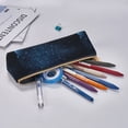 thumbnail image 5 of Naloa Blue Glitter Retro Print Leather Pencil Case - Portable Big Capacity Pencil Pouch Organizer Bag Stationery Bag for Work & Office Pencil Pen Case, 5 of 5