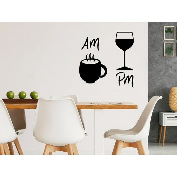 Am Coffee Pm Wine Kitchen Wall Decal Walmart Com Walmart Com